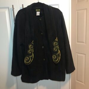 Bob Mackie black gold jacket coat XL